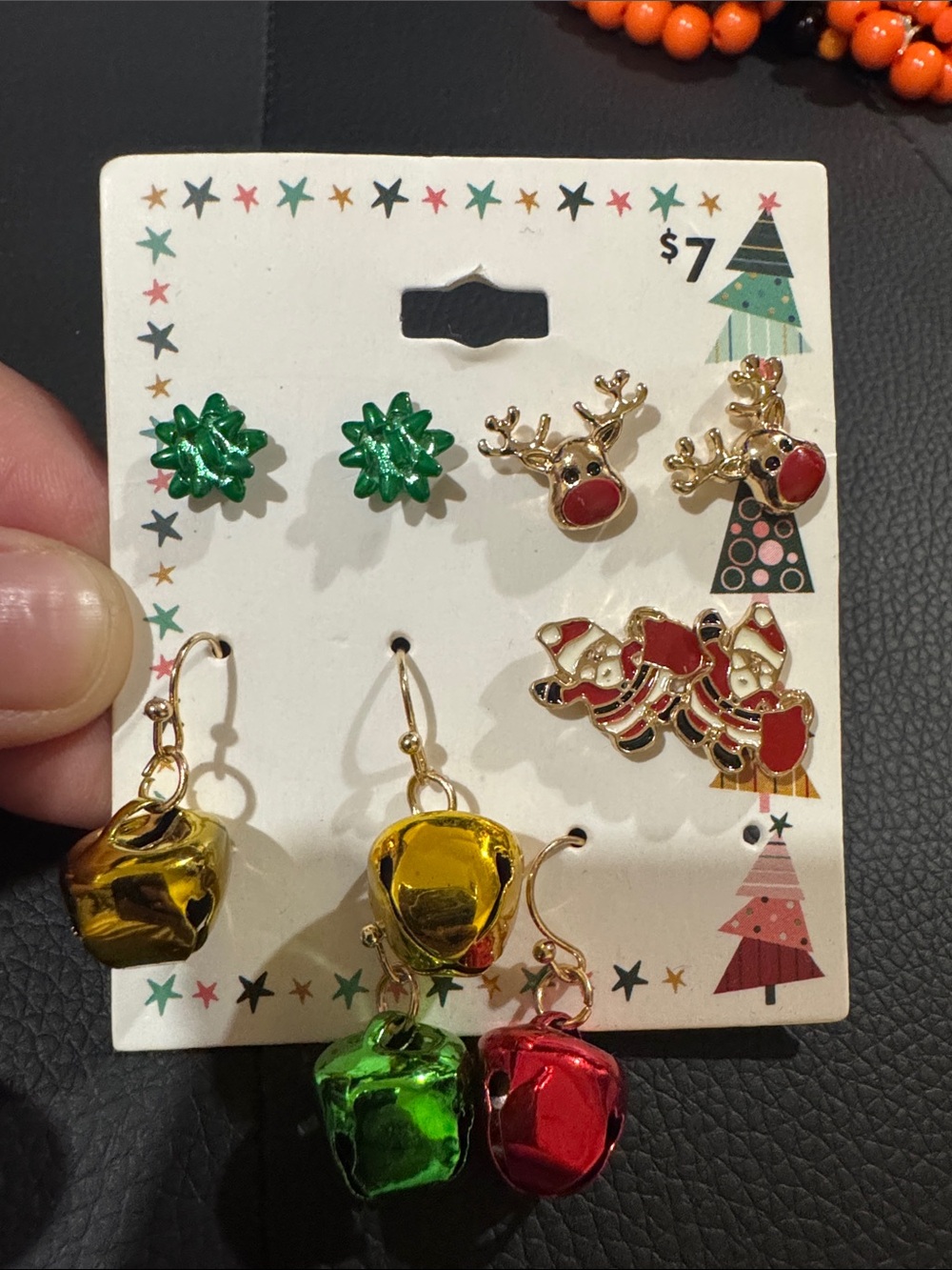 Holiday Jingle Bell Earring Set - Red, Green & Gold - Halloween